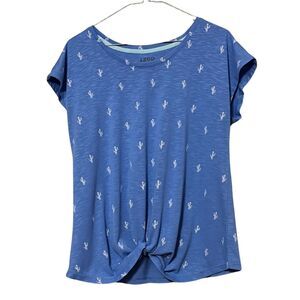 IZOD Ladies Blue Green Cactus Top Size M Twist Front RN#36543 Style 1503776 EUC